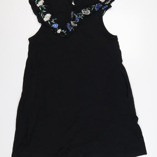 ASOS Design Women Black UK 16 Off Shoulder Bodycon Floral Embroidered Dress