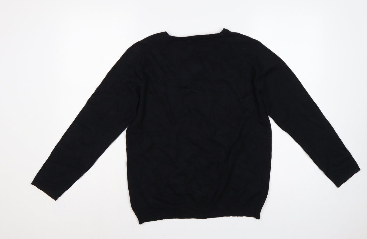 Bonmarché Women Black Size S Studded Round Neck Knit Jumper