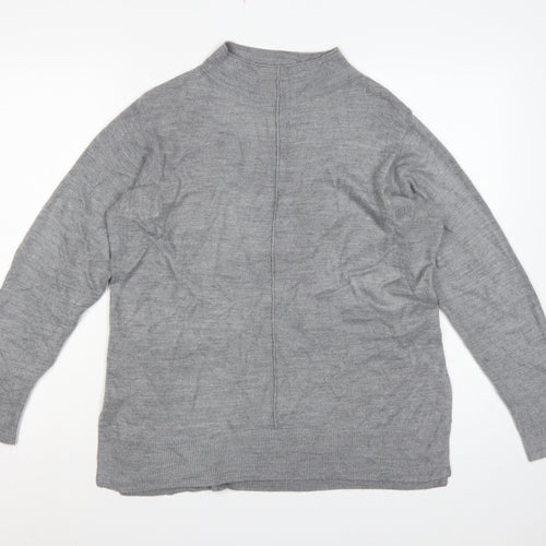 Marks & Spencer Women Grey M Mock Neck Long Sleeve Knit Jumper