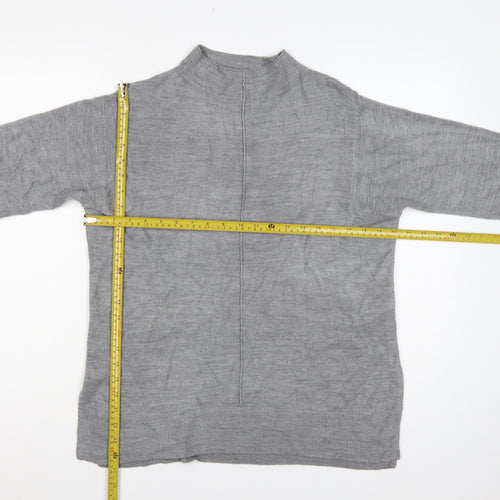 Marks & Spencer Women Grey M Mock Neck Long Sleeve Knit Jumper