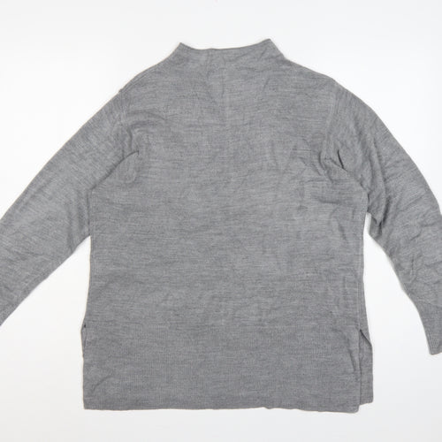 Marks & Spencer Women Grey M Mock Neck Long Sleeve Knit Jumper