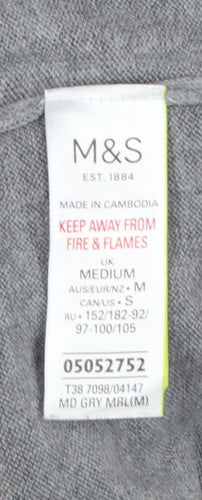Marks & Spencer Women Grey M Mock Neck Long Sleeve Knit Jumper