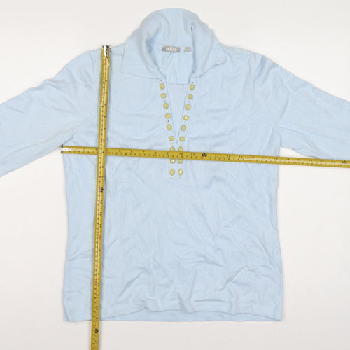 Rabe Women’s Blue UK 12 Cowl Neck Jewel Button Knit Jumper