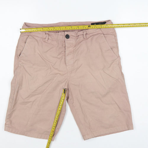 Label Lab Men’s Pink 34 Chino Shorts Cotton Stretch Flat Front