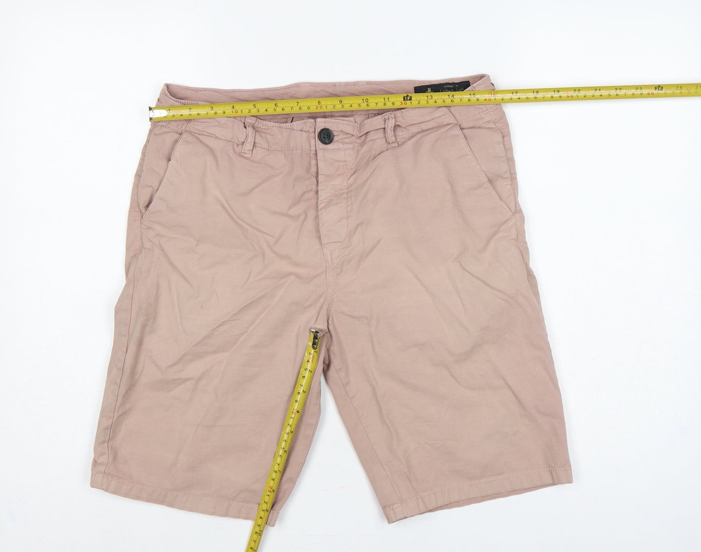 Label Lab Men’s Pink 34 Chino Shorts Cotton Stretch Flat Front