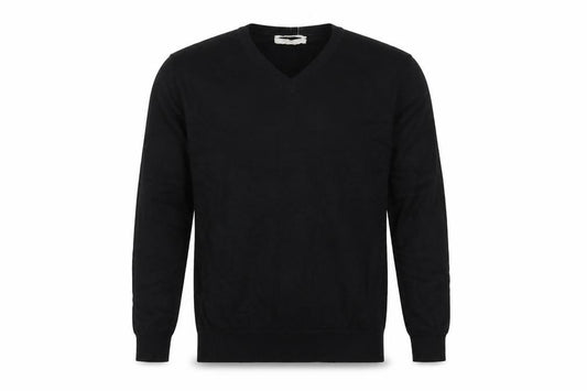 Marks and Spencer Men Black M V-Neck Fine Cotton Knit Pullover Jumper