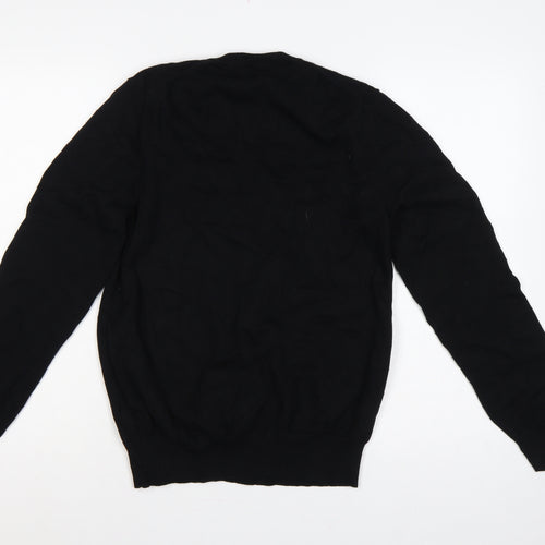 Marks and Spencer Men Black M V-Neck Fine Cotton Knit Pullover Jumper