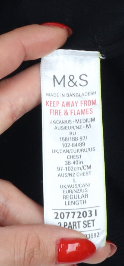 Marks and Spencer Men Black M V-Neck Fine Cotton Knit Pullover Jumper