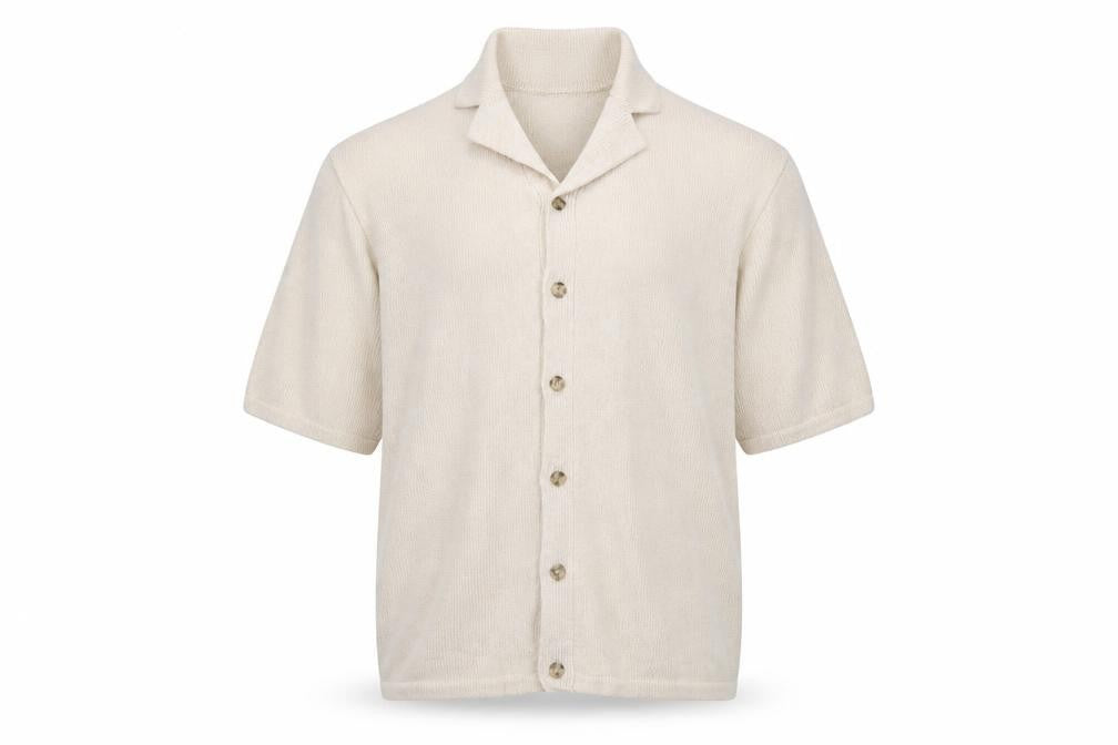ASOS Design Men Beige L Short Sleeve Button Cardigan Cotton Knit