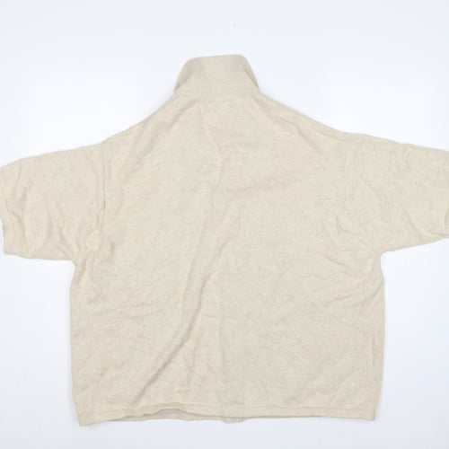 ASOS Design Men Beige L Short Sleeve Button Cardigan Cotton Knit