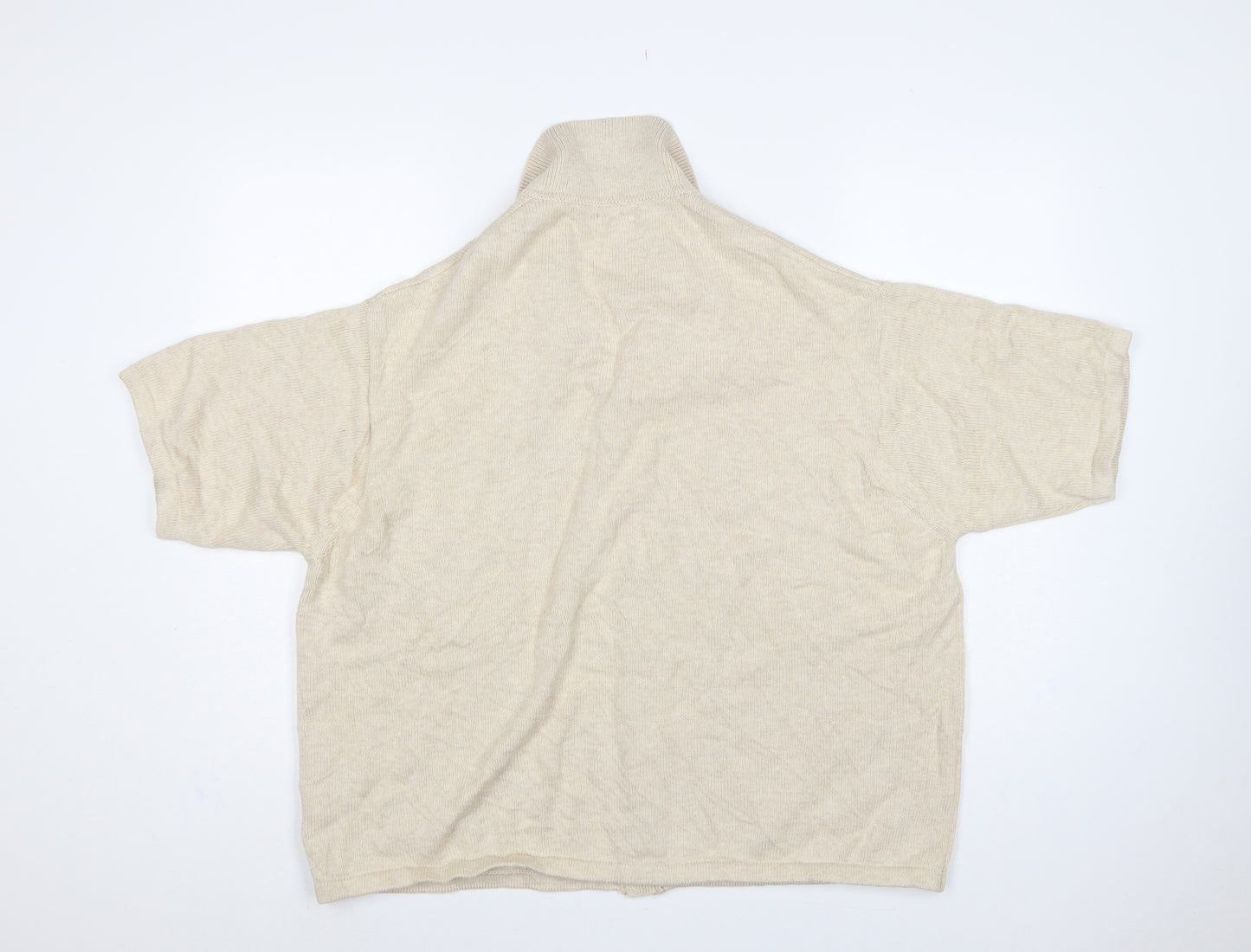 ASOS Design Men Beige L Short Sleeve Button Cardigan Cotton Knit