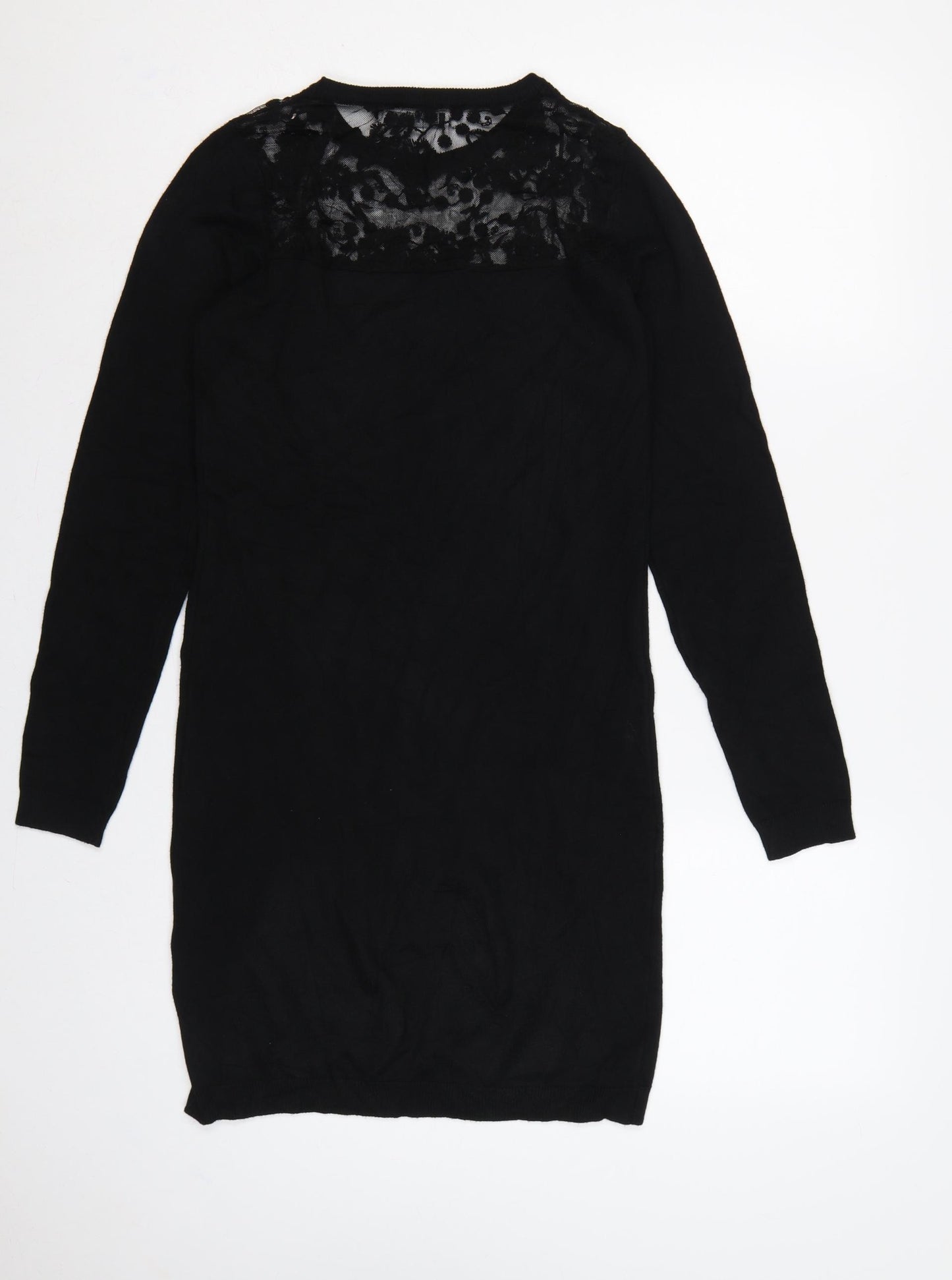 Brave Soul Women Black Size 12 Lace Yoke Knit Jumper Dress