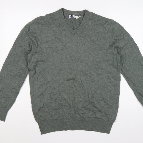 Boden Men's Grey L Wool Cotton V-Neck Lightweight Knit Pullover Jumper