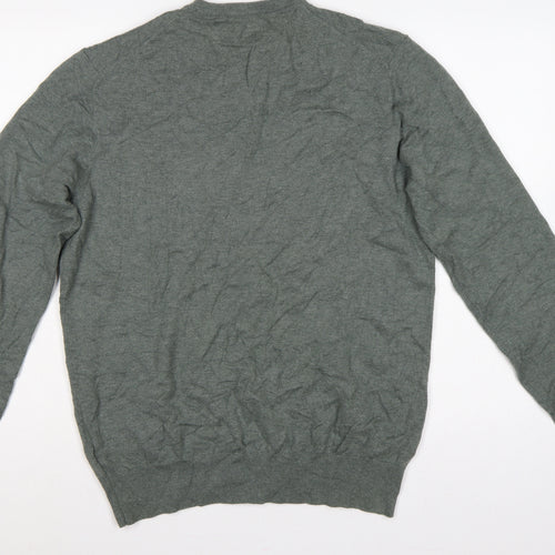 Boden Men's Grey L Wool Cotton V-Neck Lightweight Knit Pullover Jumper