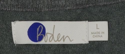 Boden Men's Grey L Wool Cotton V-Neck Lightweight Knit Pullover Jumper