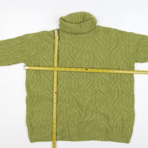Marks and Spencer Women Green S Cable Knit Roll Neck Jumper