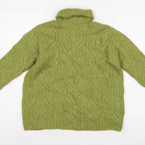 Marks and Spencer Women Green S Cable Knit Roll Neck Jumper