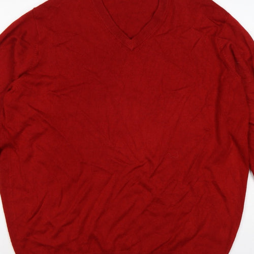 James Pringle Men’s Red XL V-Neck Fine Knit Pullover Jumper