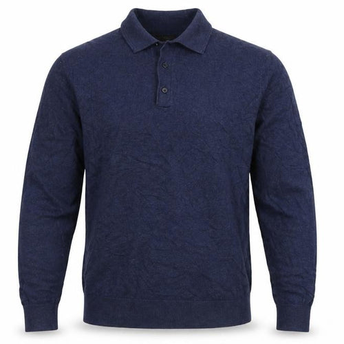 Marks and Spencer Men Blue M Cotton Rich Collared Henley Jumper