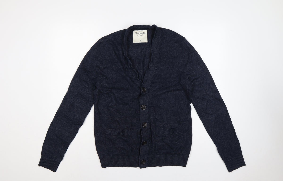 Abercrombie & Fitch Men’s Blue S Button Cardigan Knit Pockets