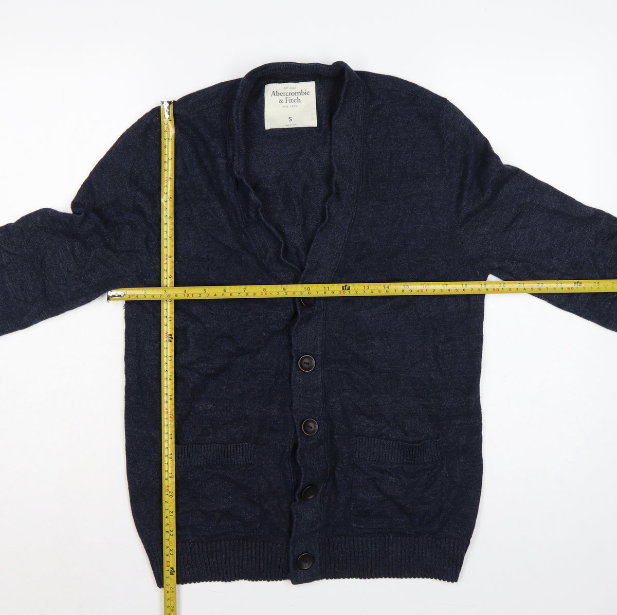 Abercrombie & Fitch Men’s Blue S Button Cardigan Knit Pockets