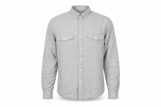 Front view of Reiss Men’s Grey M Cotton Button-Down Long Sleeve Utility Shirt