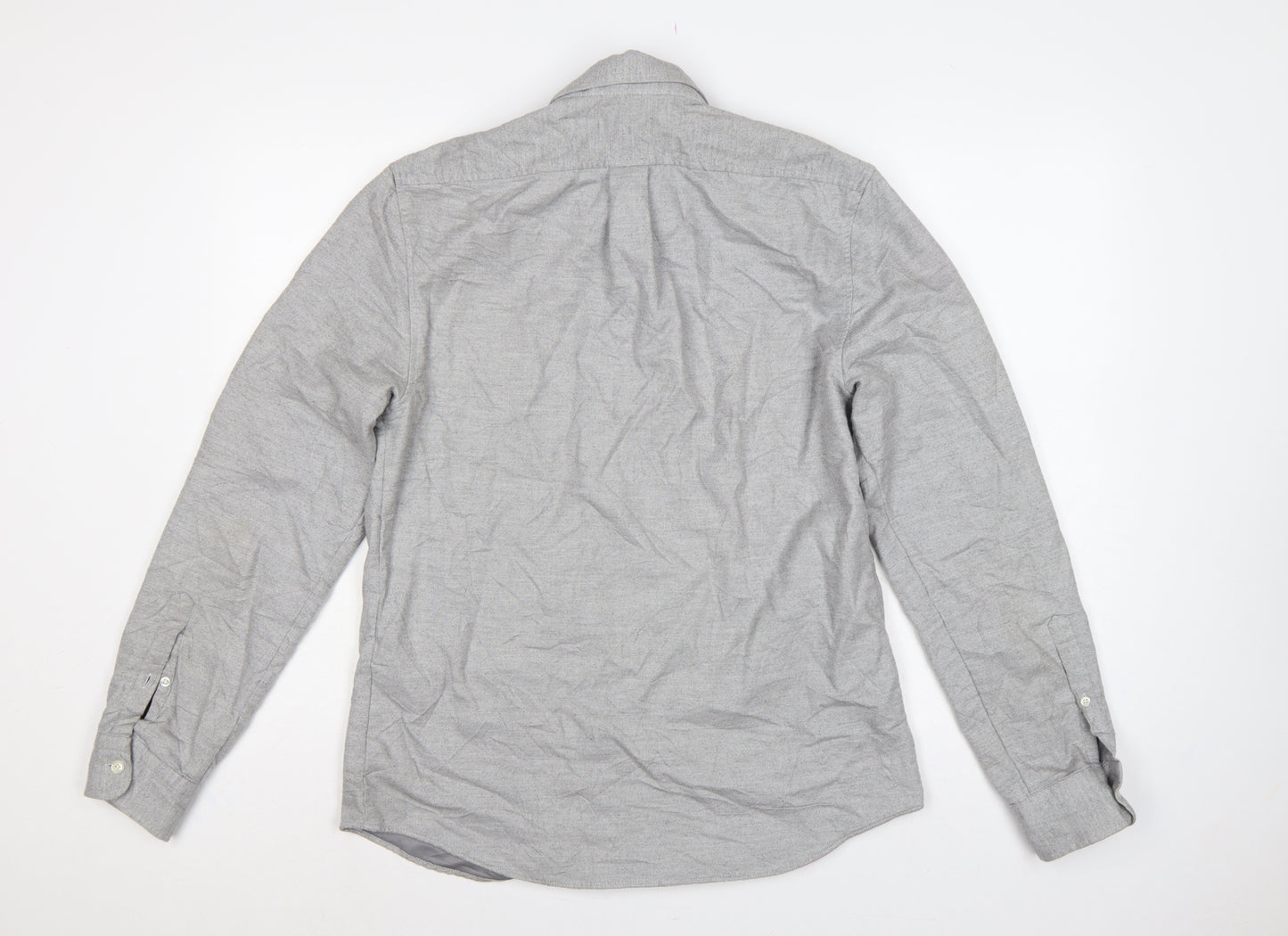 Reiss Men’s Grey M Cotton Button-Down Long Sleeve Utility Shirt