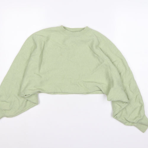 White Closet Women’s Green S Cropped Crew Neck Knit Pullover Jumper
