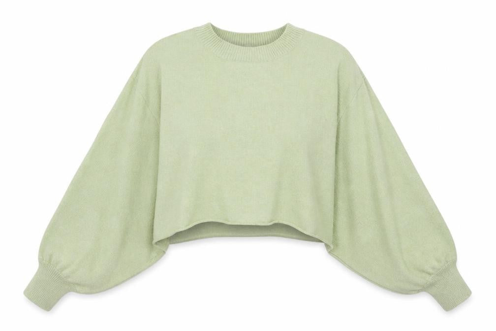 Front view of White Closet Women’s Green S Cropped Crew Neck Knit jumper