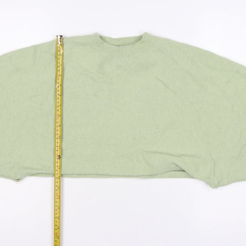 White Closet Women’s Green S Cropped Crew Neck Knit Pullover Jumper