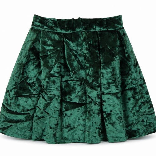ASOS Women Green Velvet Pleated Skater Mini Skirt UK 6