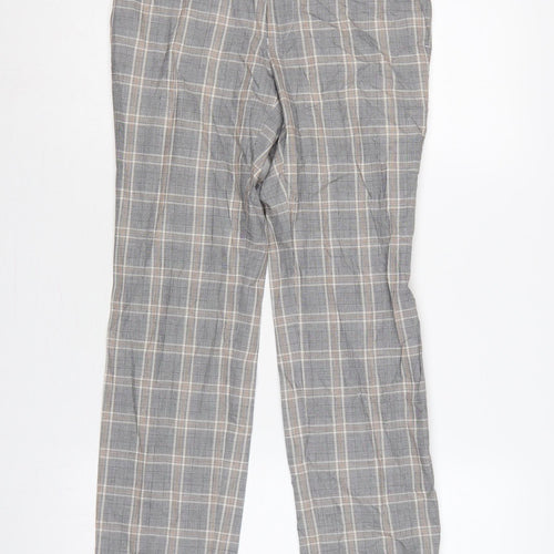 Next Men's Grey Check Trousers 28in Waist 29in Leg Smart Straight
