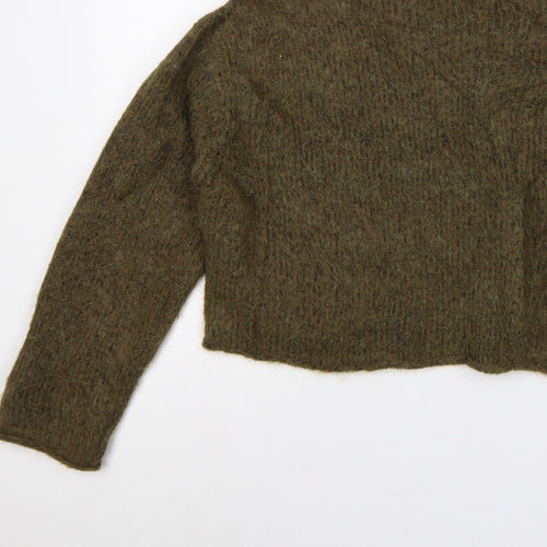 Zara Women's Green S High Neck Knit Pullover Jumper