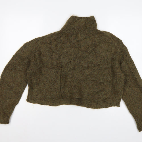 Zara Women's Green S High Neck Knit Pullover Jumper