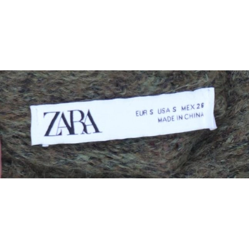 Zara Women's Green S High Neck Knit Pullover Jumper