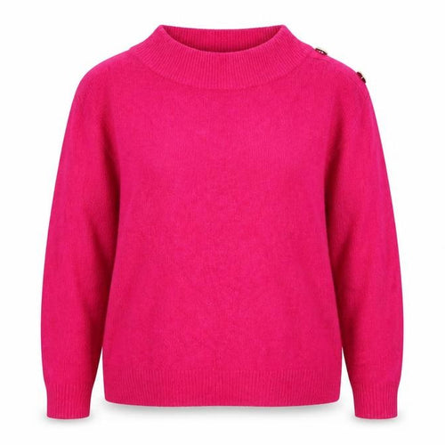 Roman Women Pink Size 18 Mock Neck Button Shoulder Knit Jumper