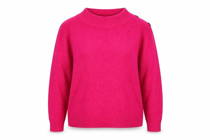 Roman Women Pink Size 18 Mock Neck Button Shoulder Knit Jumper