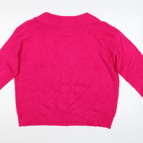 Roman Women Pink Size 18 Mock Neck Button Shoulder Knit Jumper