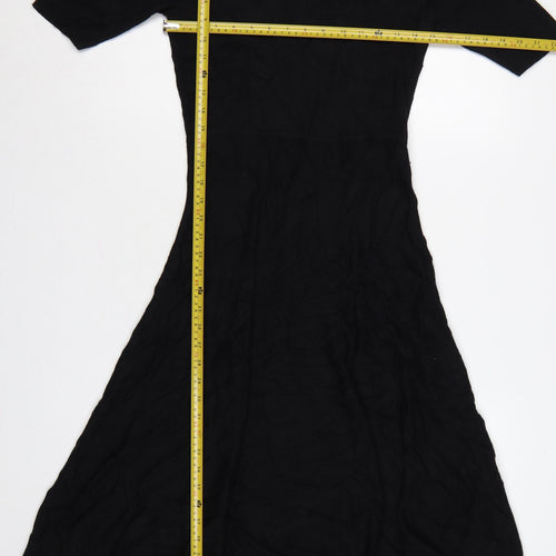Per Una Women Black UK 12 Long Jumper Dress Knit Wool 3/4 Sleeve