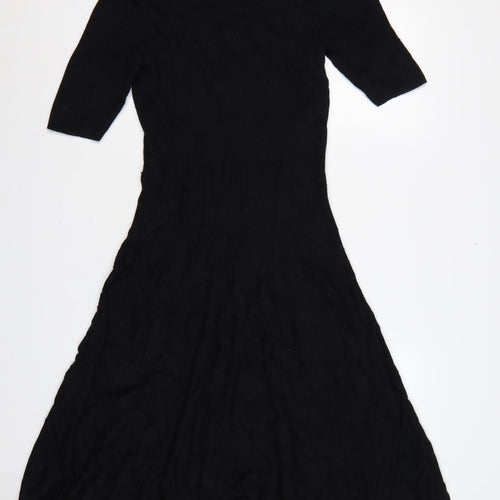 Per Una Women Black UK 12 Long Jumper Dress Knit Wool 3/4 Sleeve