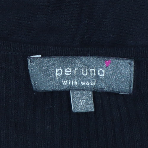 Per Una Women Black UK 12 Long Jumper Dress Knit Wool 3/4 Sleeve