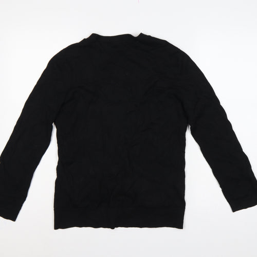 Lauren Ralph Lauren Women Black M V-Neck Cotton Button Cardigan