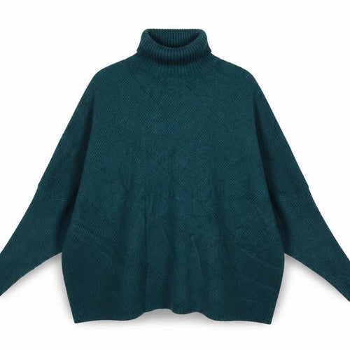 Nuna Lie Women’s Green S Cable Knit Roll Neck Oversized Jumper