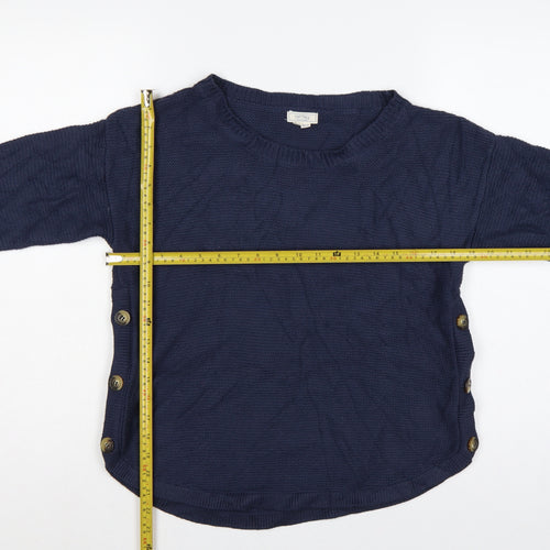Fat Face Women’s Blue UK 10 Crew Neck Side Button Knit Jumper