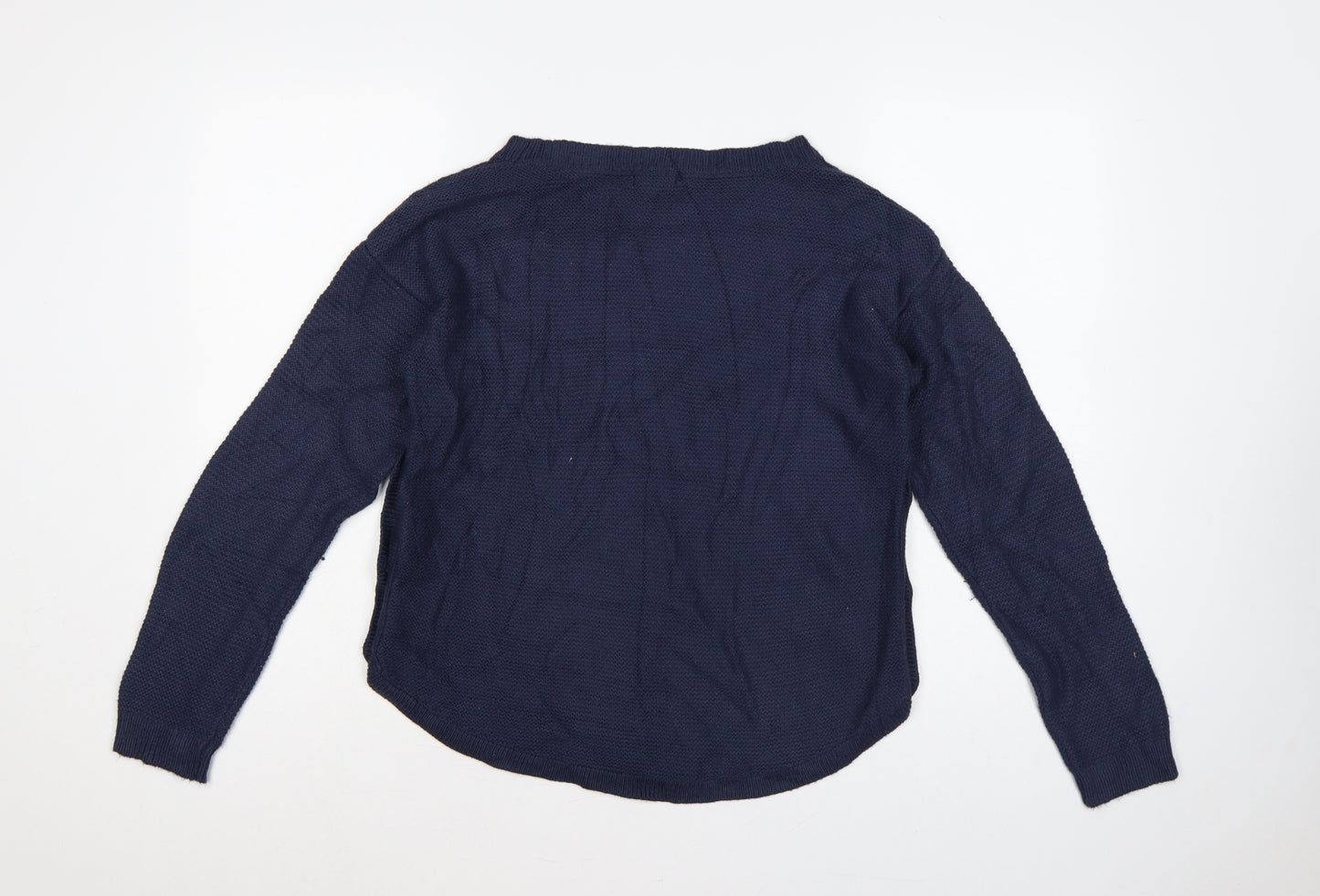 Fat Face Women’s Blue UK 10 Crew Neck Side Button Knit Jumper