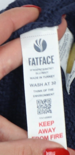 Fat Face Women’s Blue UK 10 Crew Neck Side Button Knit Jumper