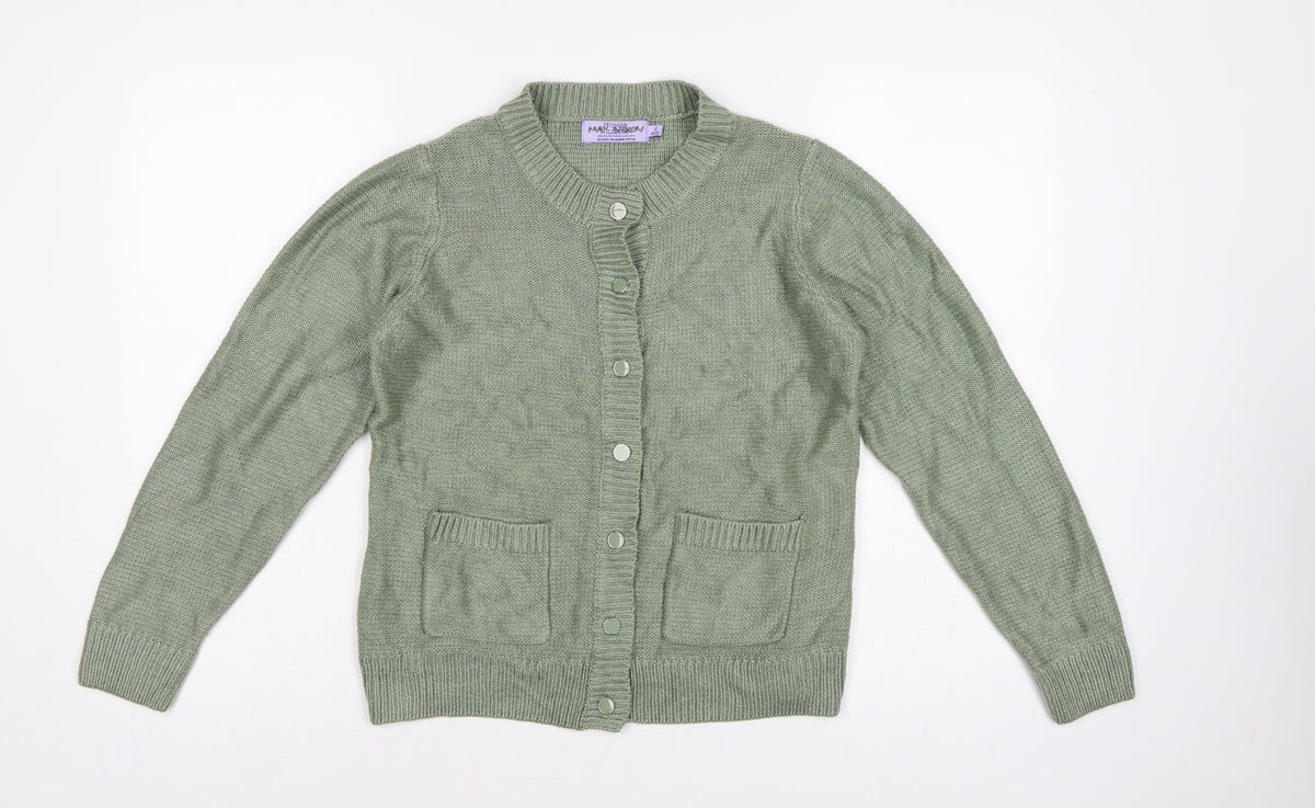 Honor Millburn Women’s Green Size 10 Knit Button Pocket Cardigan