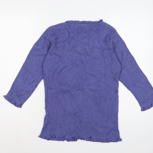 M&Co. Women’s Blue L Cable Knit Ruffle V-Neck Cardigan