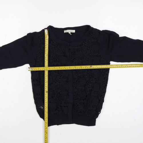 Laura Ashley Women Black UK 10 Floral Lace Knit Cardigan