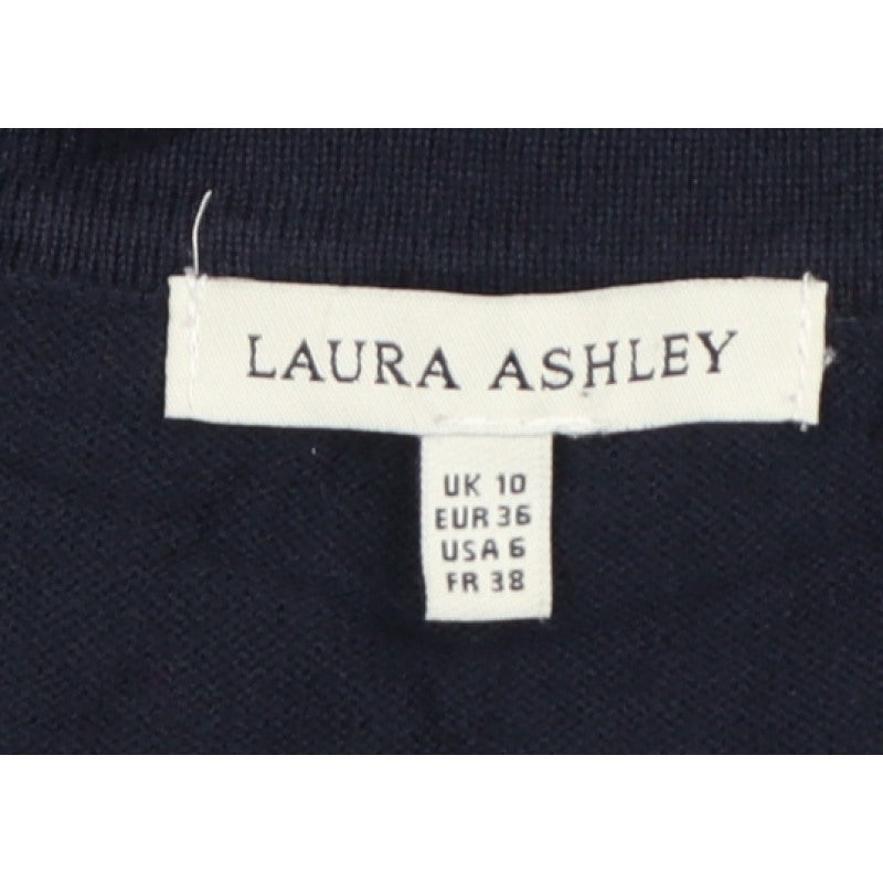 Laura Ashley Women Black UK 10 Floral Lace Knit Cardigan